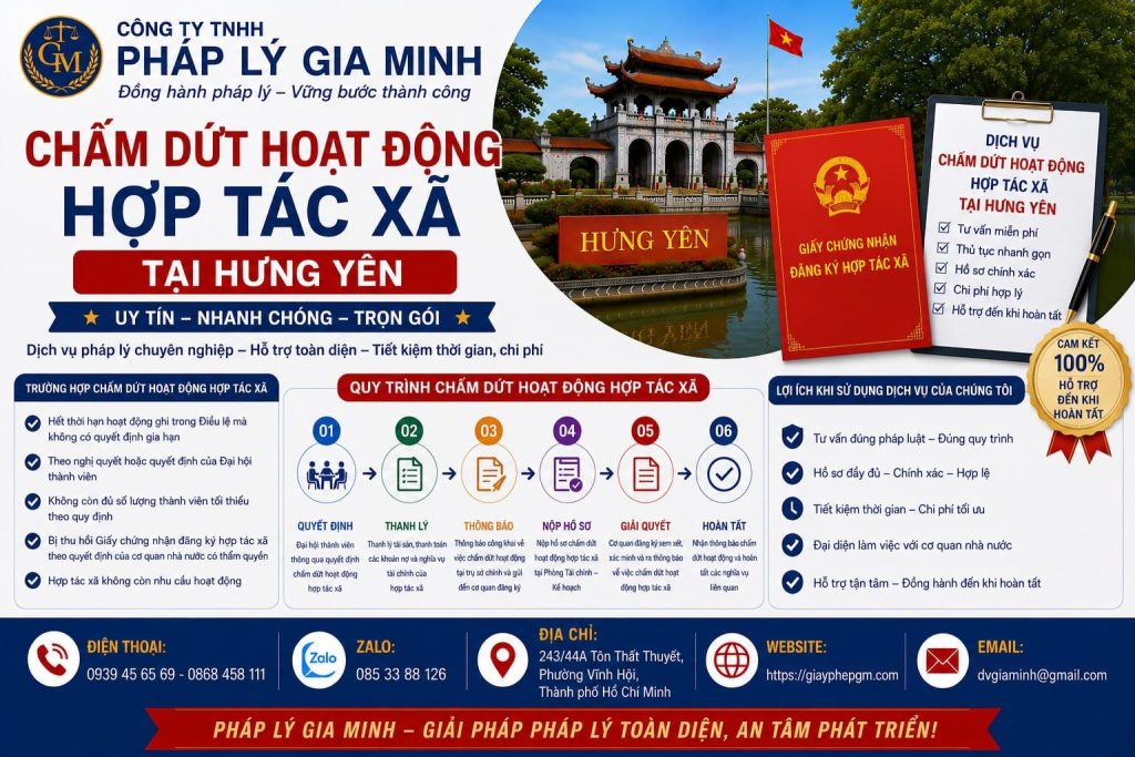 Chấm dứt hoạt động hợp tác xã tại Hưng Yên