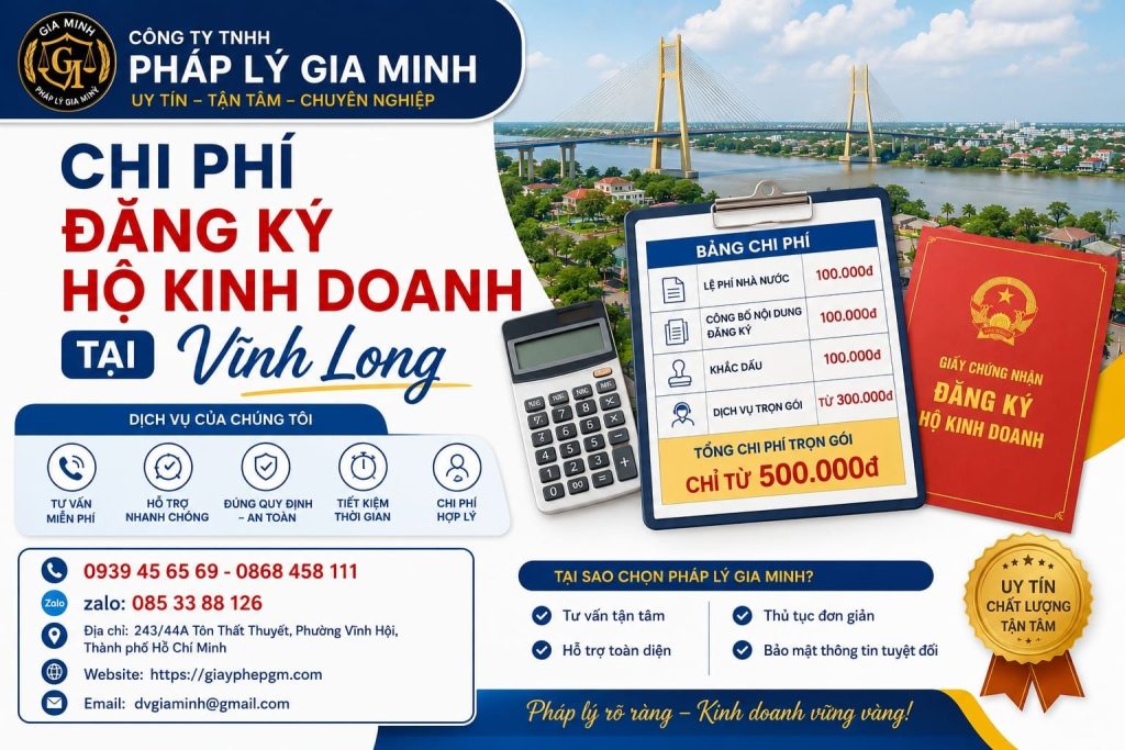 Chi phí đăng ký hộ kinh doanh tại Vĩnh Long