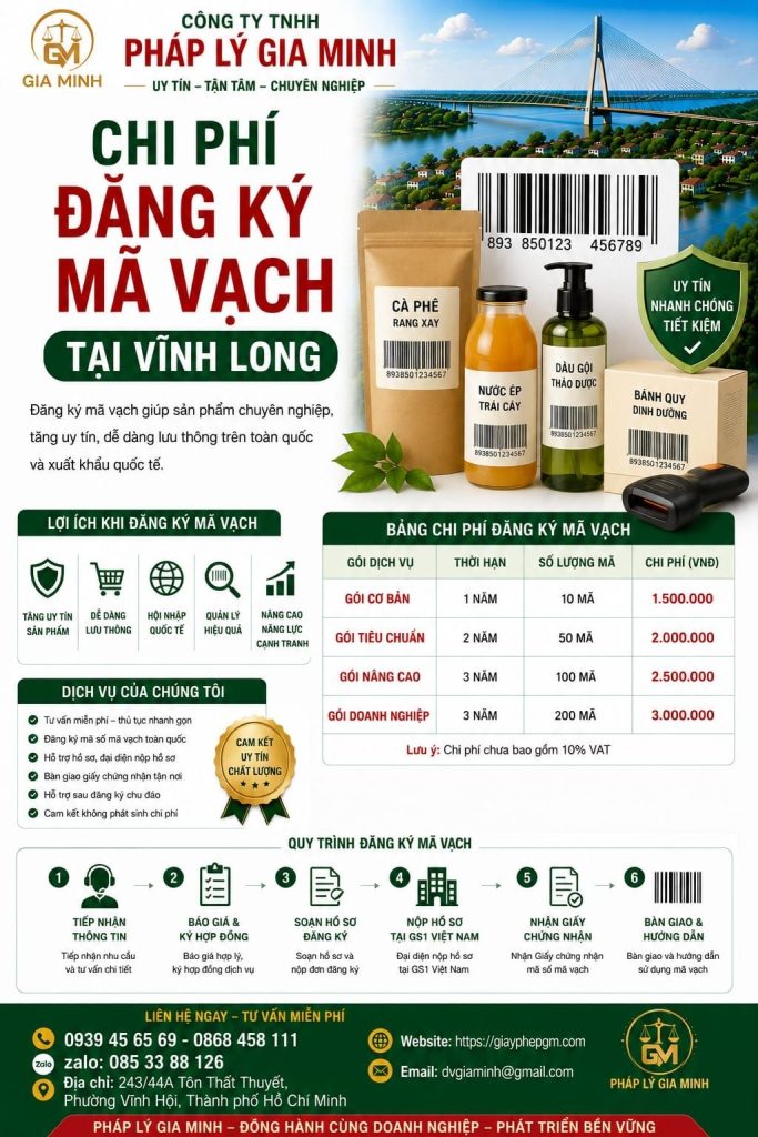 Chi phí đăng ký mã vạch tại Vĩnh Long