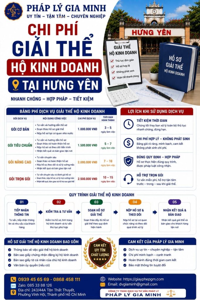 Chi phí đóng hộ kinh doanh tại Hưng Yên