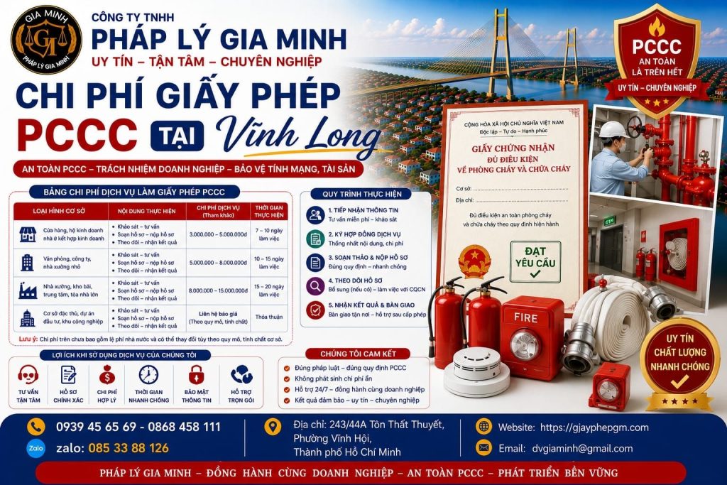 Chi phí giấy phép PCCC tại Vĩnh Long