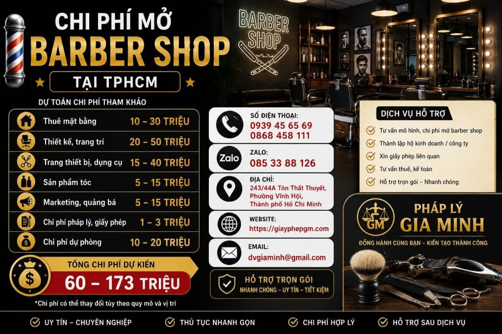 Chi phí mở barber shop tại TPHCM