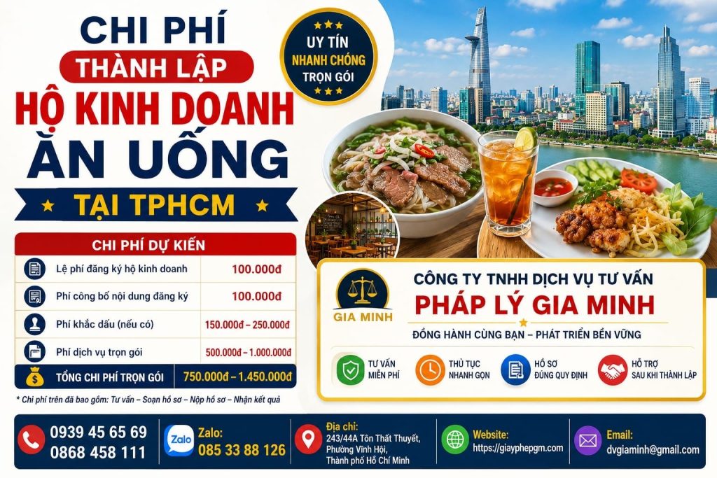 Thành lập hộ kinh doanh ăn uống tại TPHCM: Hướng dẫn pháp lý, vận hành và chiến lược thu hút khách hiệu quả 5 Chi phí thành lập hộ kinh doanh ăn uống tại TPHCM