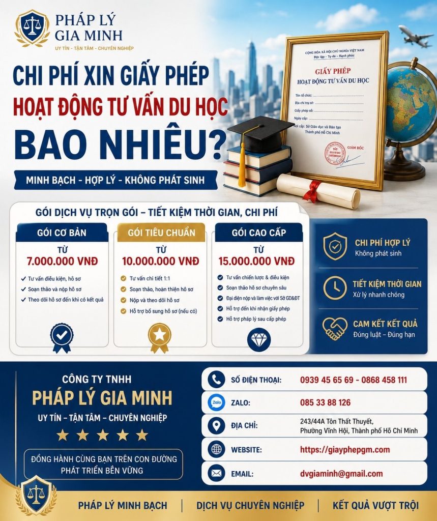 Chi phí xin giấy phép hoạt động tư vấn du học bao nhiêu