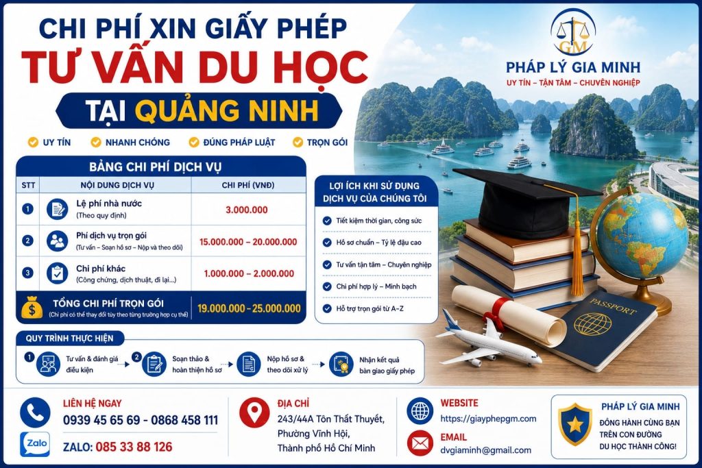 Chi phí xin giấy phép tư vấn du học tại Quảng Ninh