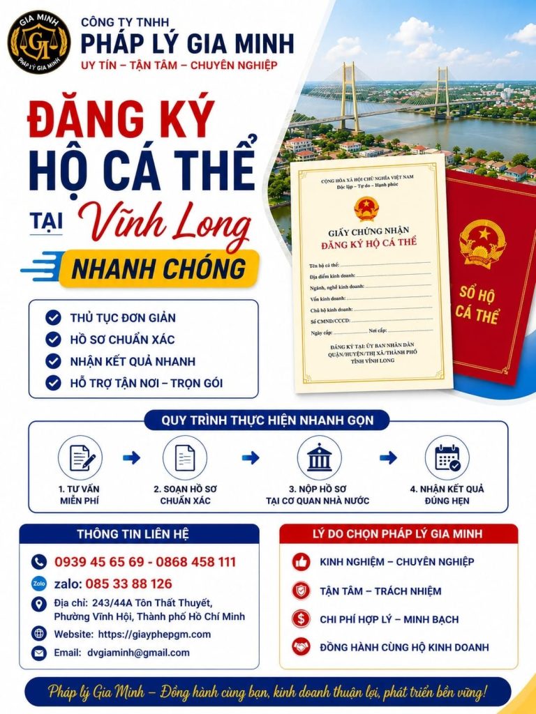 Đăng ký hộ cá thể tại Vĩnh Long nhanh