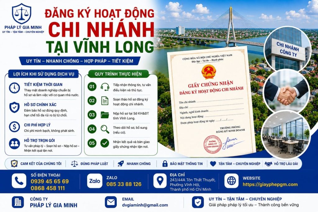 Dịch vụ thành lập chi nhánh công ty tại Vĩnh Long nhanh chóng, đúng quy định 9 Đăng ký hoạt động chi nhánh tại Vĩnh Long