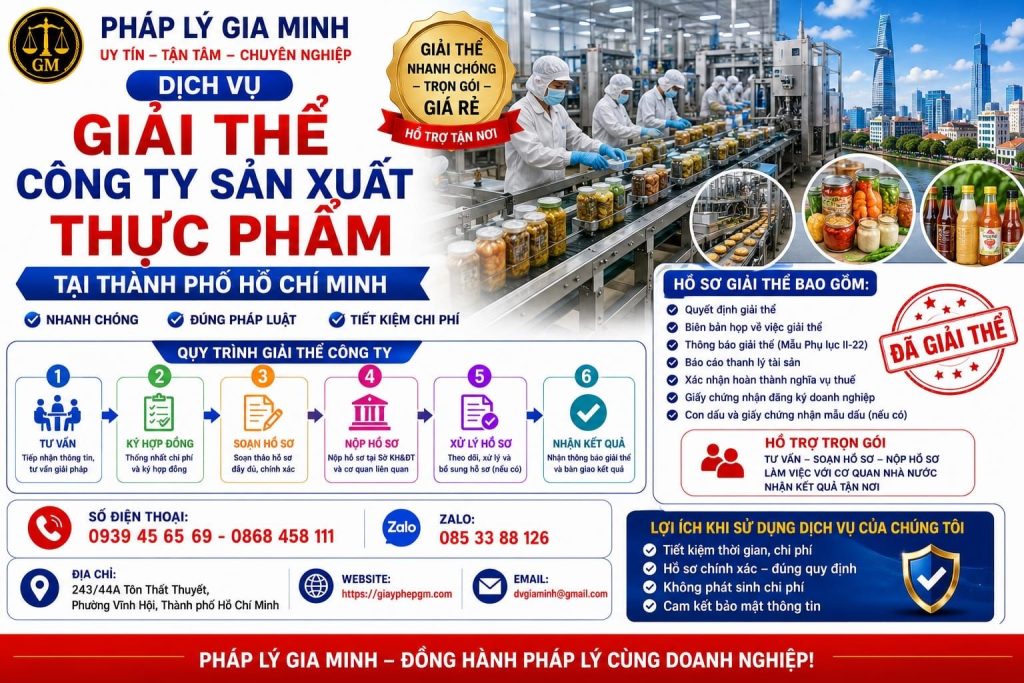 Dịch vụ giải thể công ty sản xuất thực phẩm tại Thành phố Hồ Chí Minh