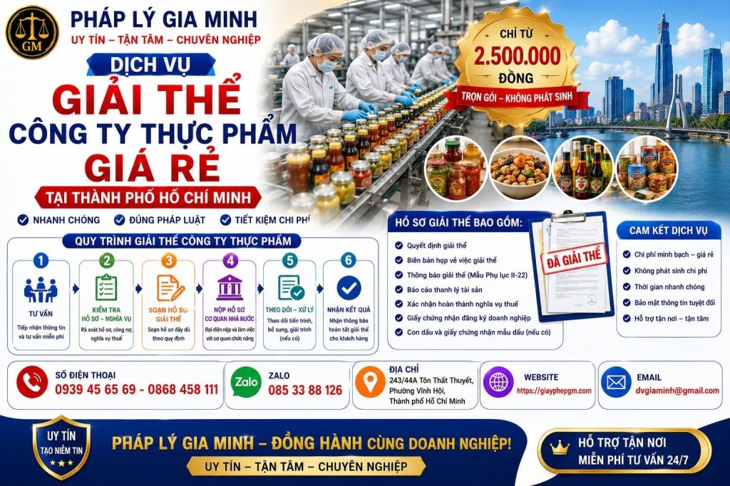 Dịch vụ giải thể công ty thực phẩm giá rẻ tại TPHCM