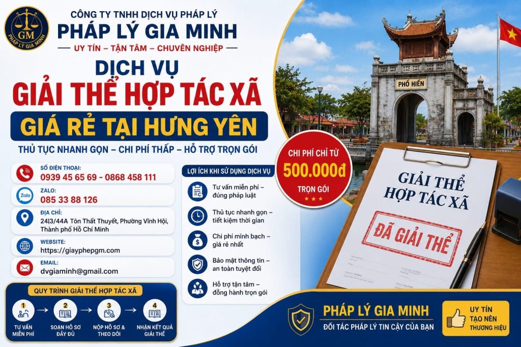 Dịch vụ giải thể hợp tác xã giá rẻ tại Hưng Yên