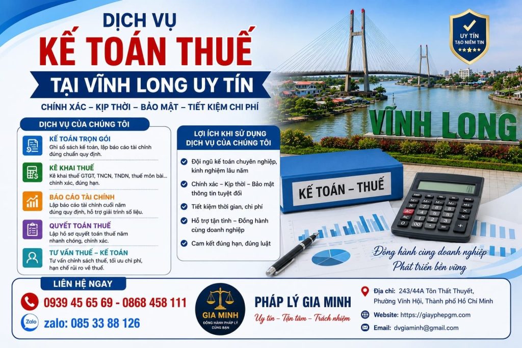 Dịch vụ kế toán thuế tại Vĩnh Long uy tín – Giải pháp tối ưu chi phí và pháp lý cho doanh nghiệp 1 dịch vụ kế toán thuế tại vĩnh long