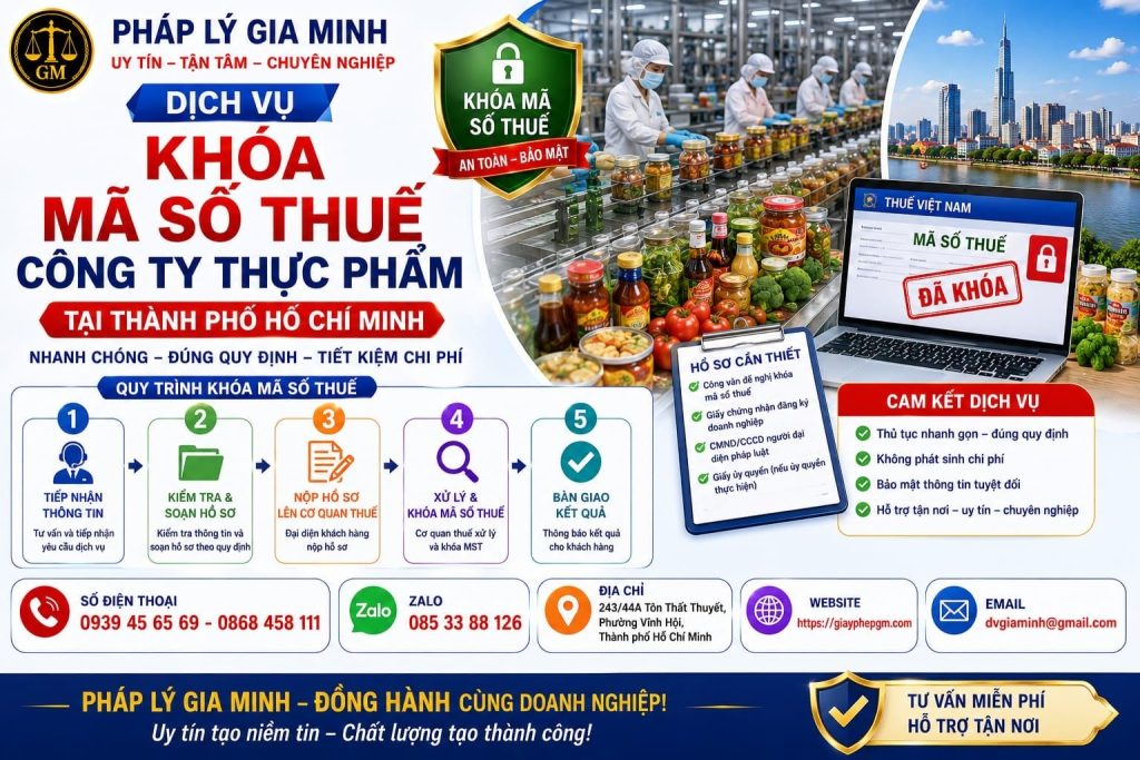 Dịch vụ khóa mã số thuế công ty thực phẩm tại TPHCM