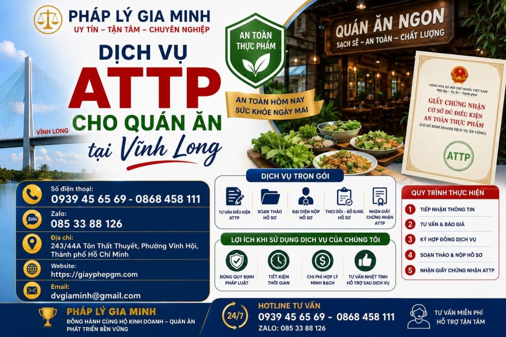 Dịch vụ làm giấy phép VSATTP tại Vĩnh Long