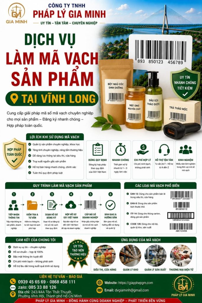 Dịch vụ làm mã vạch sản phẩm tại Vĩnh Long