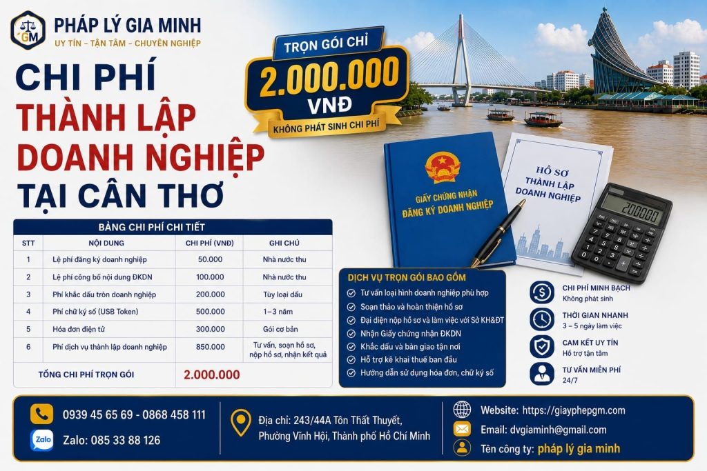Dịch vụ thành lập công ty tại Cần Thơ