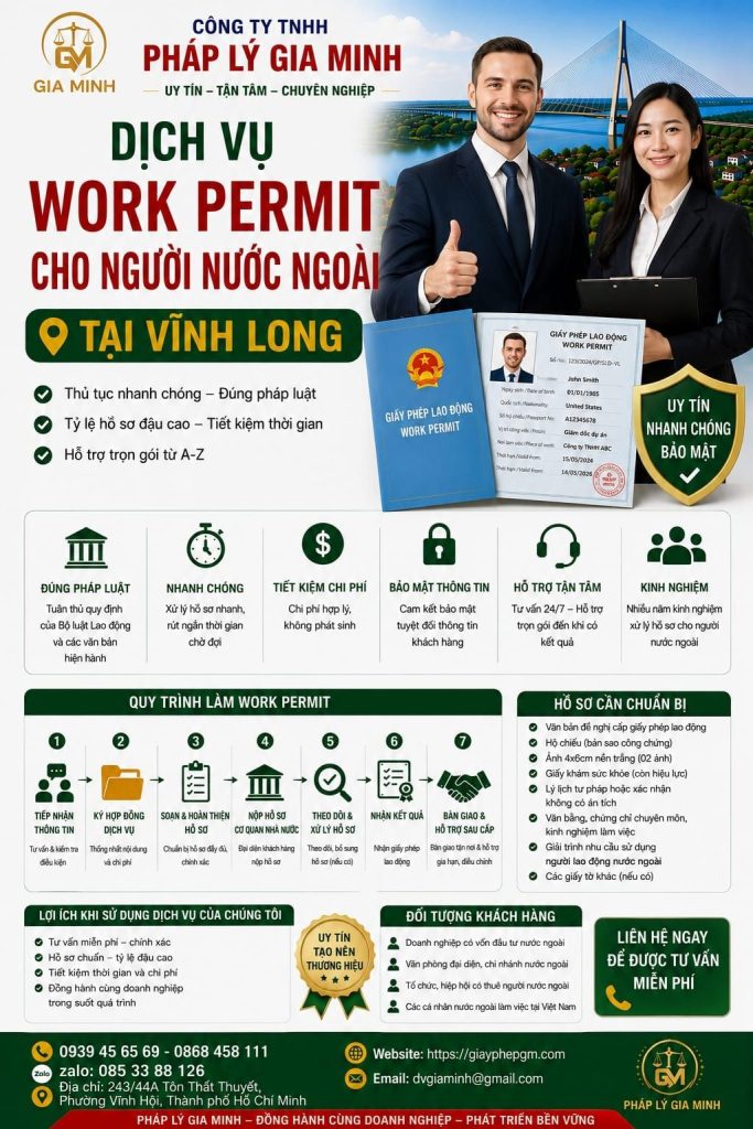Dịch vụ work permit cho người nước ngoài Vĩnh Long
