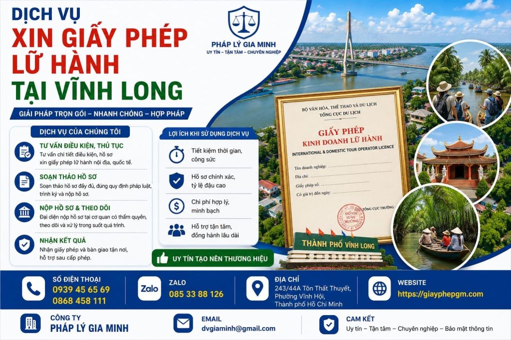 Dịch vụ xin giấy phép lữ hành tại Vĩnh Long