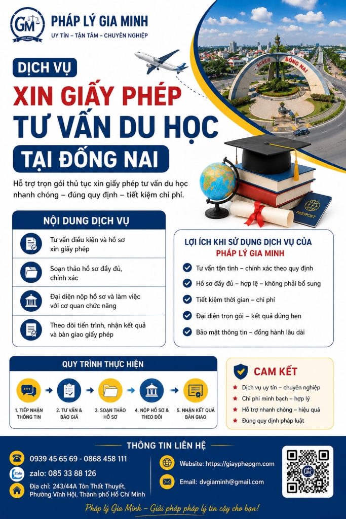 Dịch vụ xin giấy phép tư vấn du học tại Đồng Nai