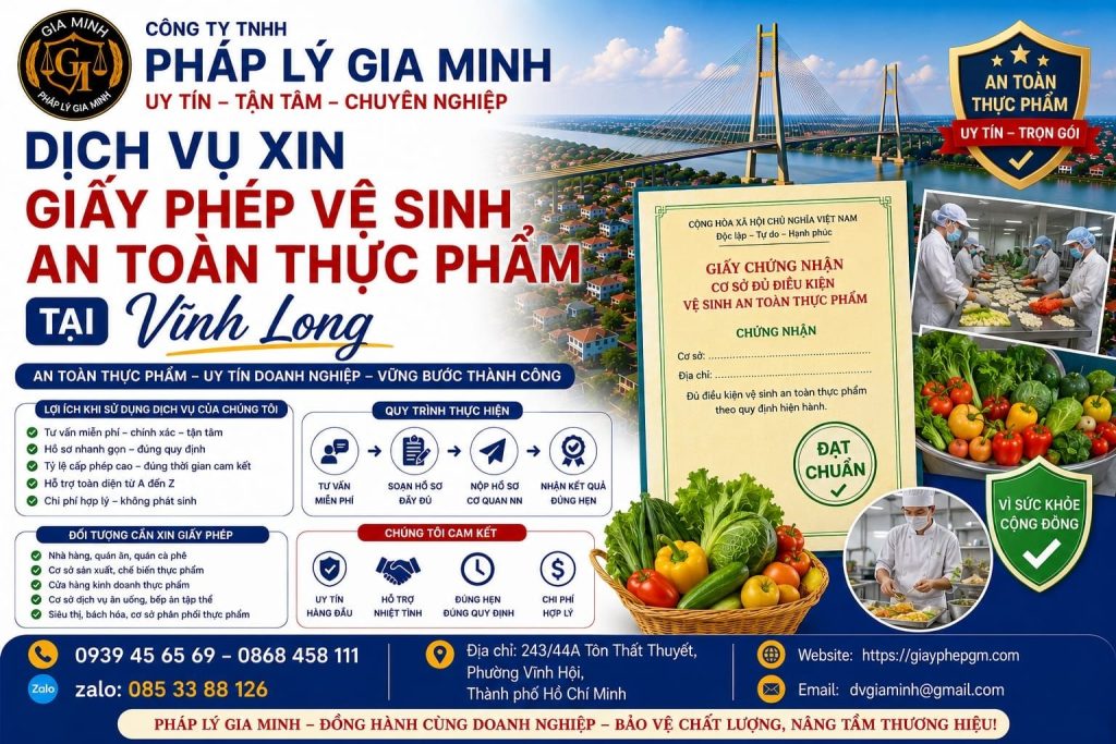 Dịch vụ xin giấy phép vệ sinh an toàn thực phẩm tại Vĩnh Long