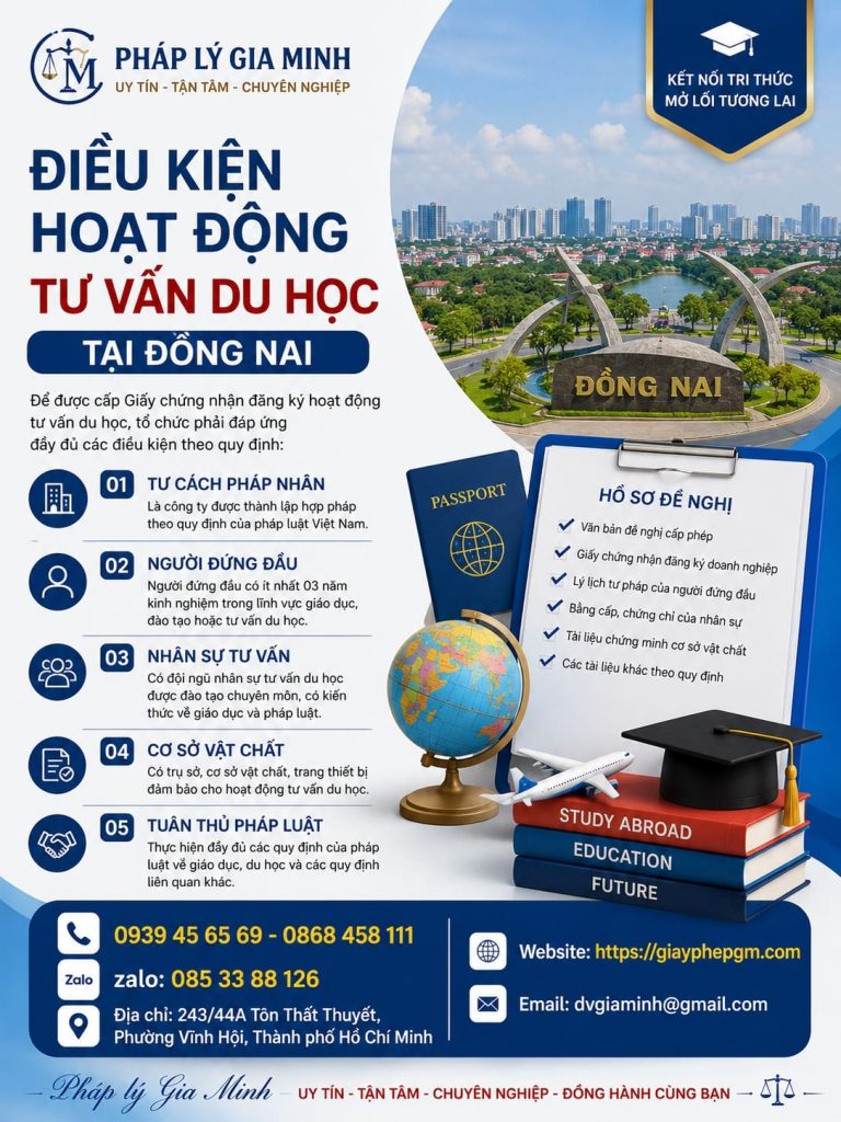 Điều kiện hoạt động tư vấn du học tại Đồng Nai