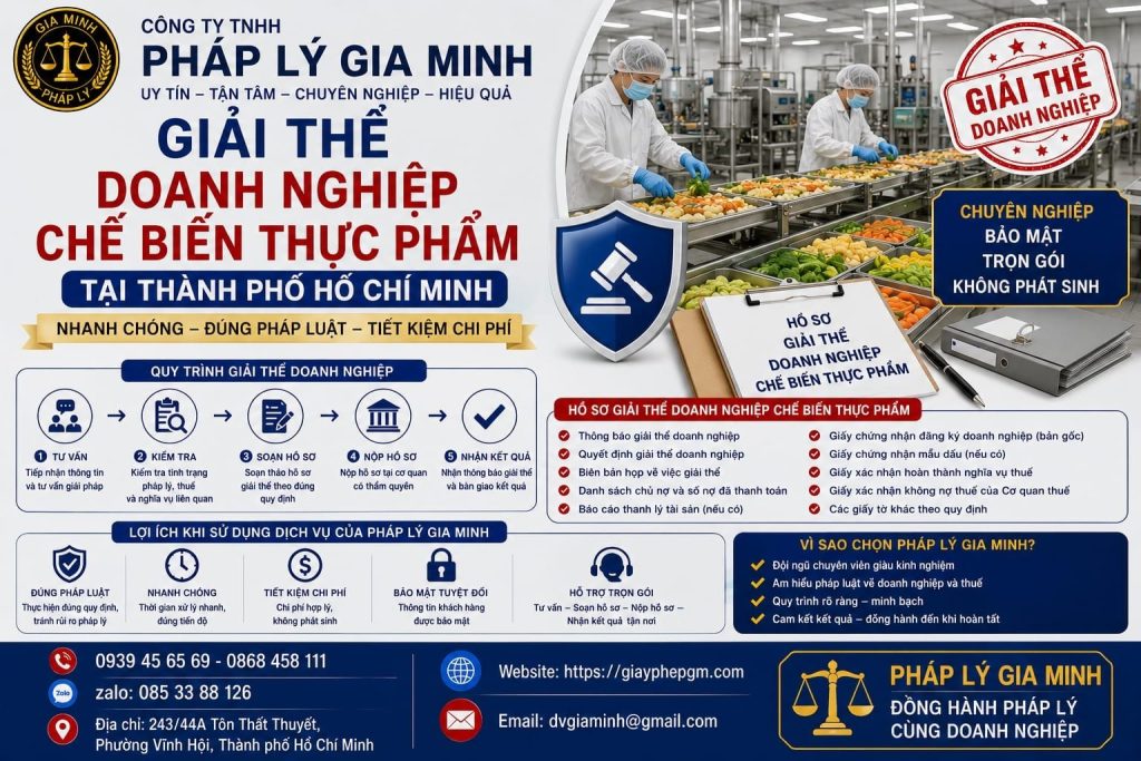 Giải thể doanh nghiệp chế biến thực phẩm tại Thành phố Hồ Chí Minh