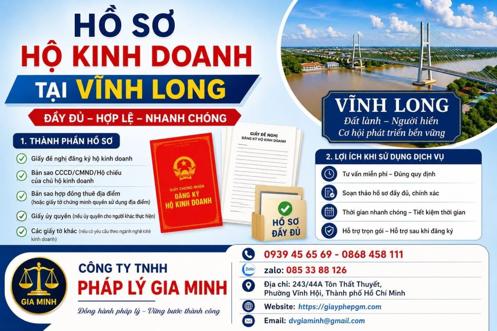 Hồ sơ hộ kinh doanh tại Vĩnh Long đầy đủ