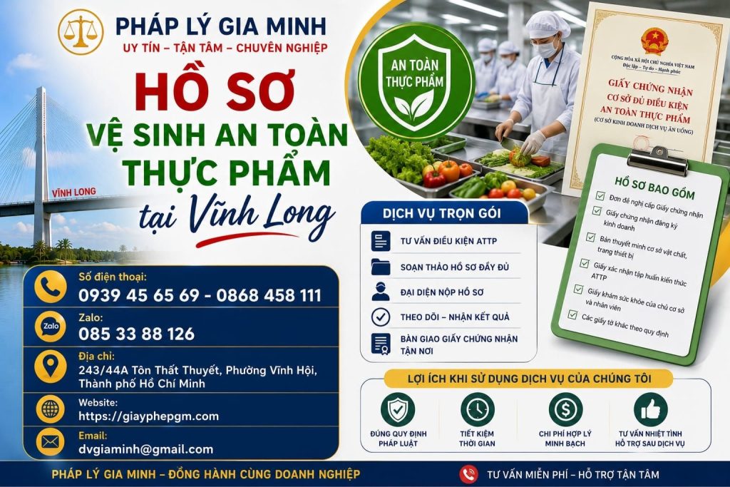 Hồ sơ vệ sinh an toàn thực phẩm tại Vĩnh Long