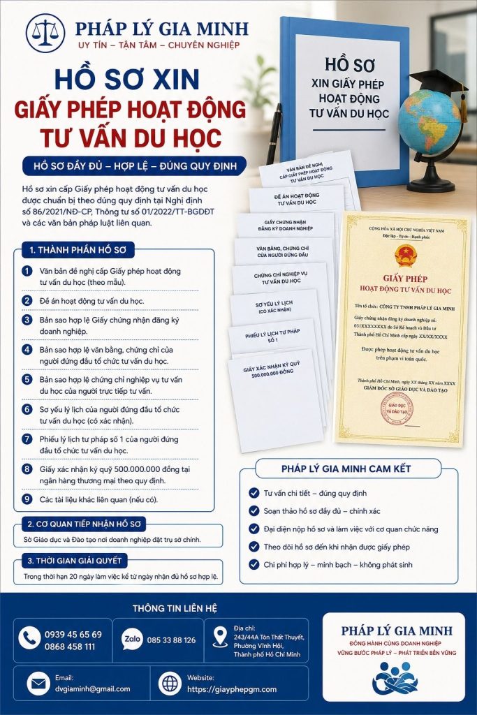 Hồ sơ xin giấy phép hoạt động tư vấn du học đầy đủ