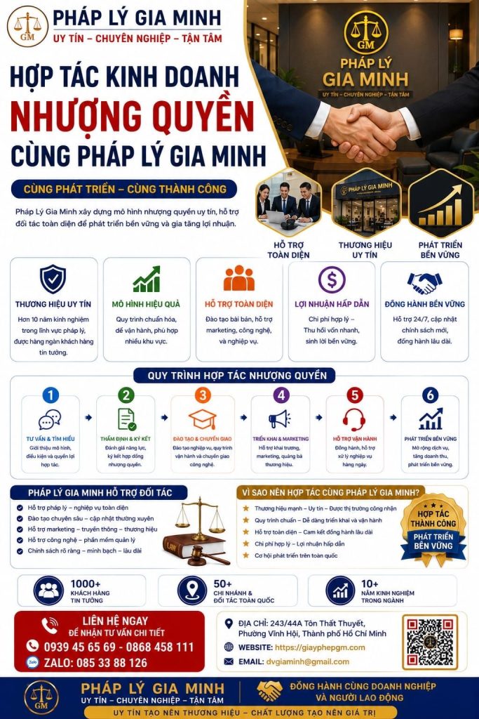 Hợp tác kinh doanh nhượng quyền cùng Pháp Lý Gia Minh
