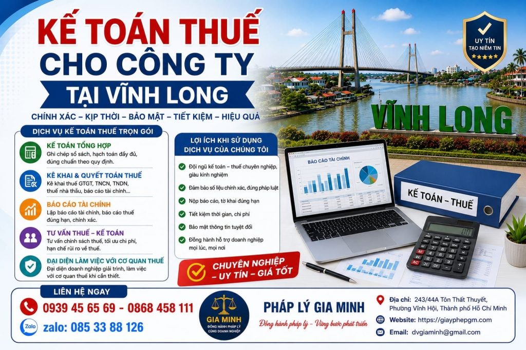 Dịch vụ kế toán thuế tại Vĩnh Long uy tín – Giải pháp tối ưu chi phí và pháp lý cho doanh nghiệp 9 Kế toán thuế cho công ty tại Vĩnh Long