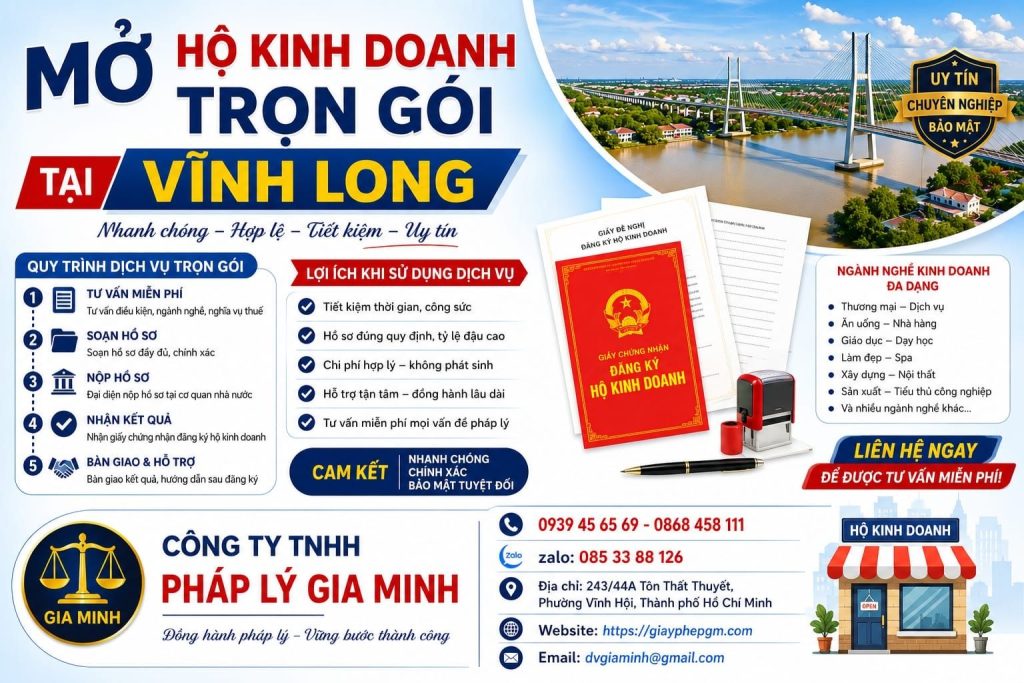 Mở hộ kinh doanh trọn gói tại Vĩnh Long