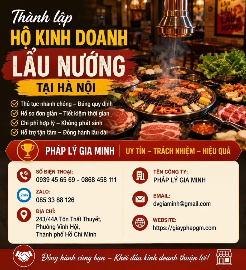 Thành lập hộ kinh doanh lẩu nướng tại Hà Nội : Hướng dẫn pháp lý, vận hành bếp nướng và chiến lược thu hút khách ăn nhóm 1 Thành lập hộ kinh doanh lẩu nướng tại Hà Nội