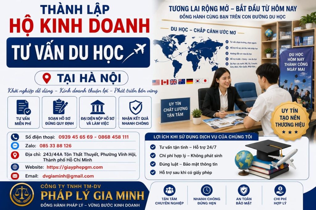 Thành lập hộ kinh doanh tư vấn du học tại Hà Nội đúng quy định mới nhất 1 Thành lập hộ kinh doanh tư vấn du học tại Hà Nội