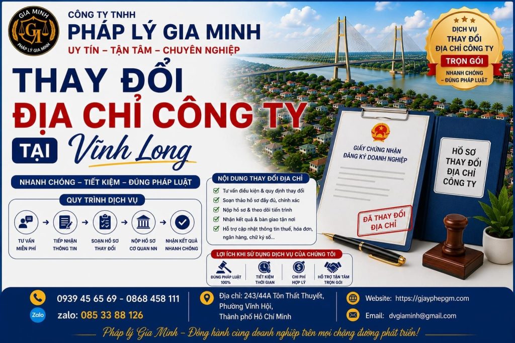 Thay đổi địa chỉ công ty tại Vĩnh Long