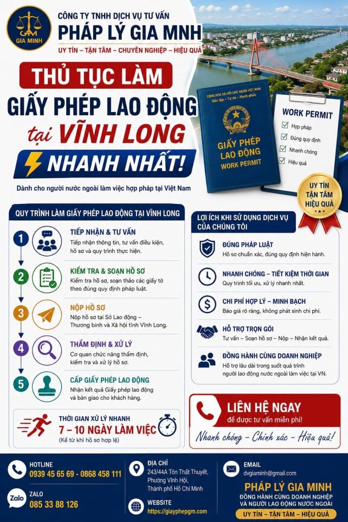 Thủ tục làm giấy phép lao động tại Vĩnh Long nhanh nhất