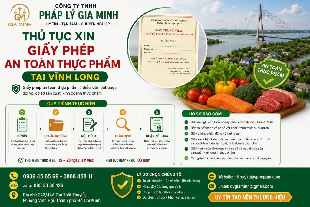 Thủ tục xin giấy phép an toàn thực phẩm tại Vĩnh Long