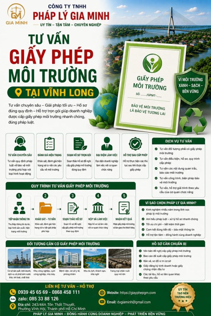 Dịch vụ xin giấy phép môi trường tại Vĩnh Long – Giải pháp pháp lý an toàn cho doanh nghiệp 4 Tư vấn giấy phép môi trường tại Vĩnh Long