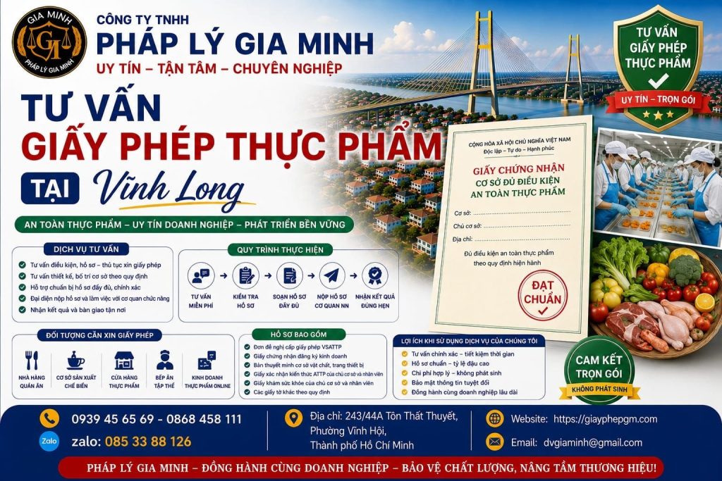 Tư vấn giấy phép thực phẩm tại Vĩnh Long