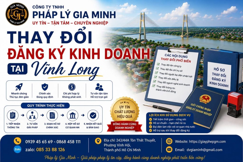 Tư vấn thay đổi giấy phép công ty tại Vĩnh Long