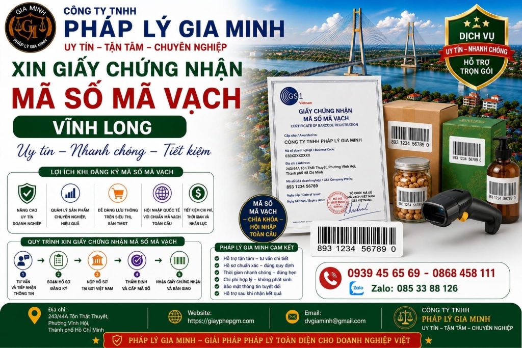 Xin giấy chứng nhận mã số mã vạch Vĩnh Long