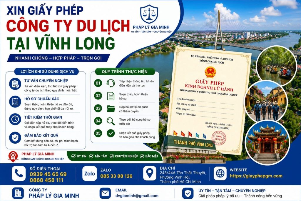 Xin giấy phép công ty du lịch tại Vĩnh Long