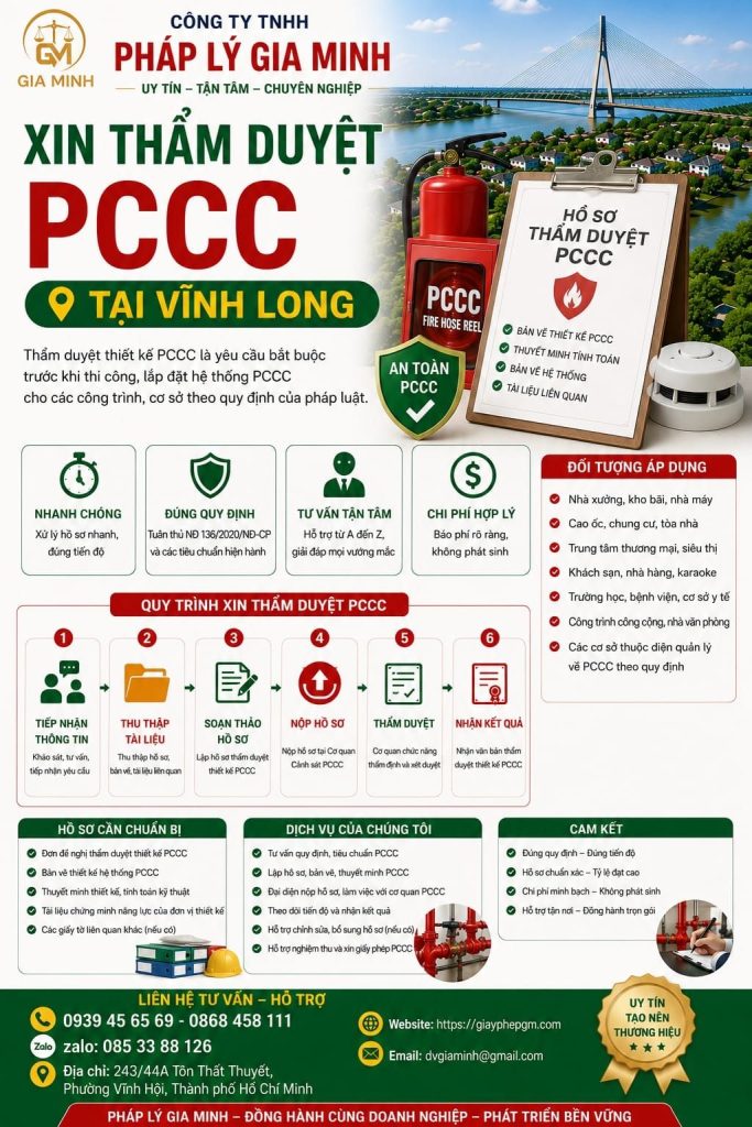 Xin thẩm duyệt PCCC tại Vĩnh Long