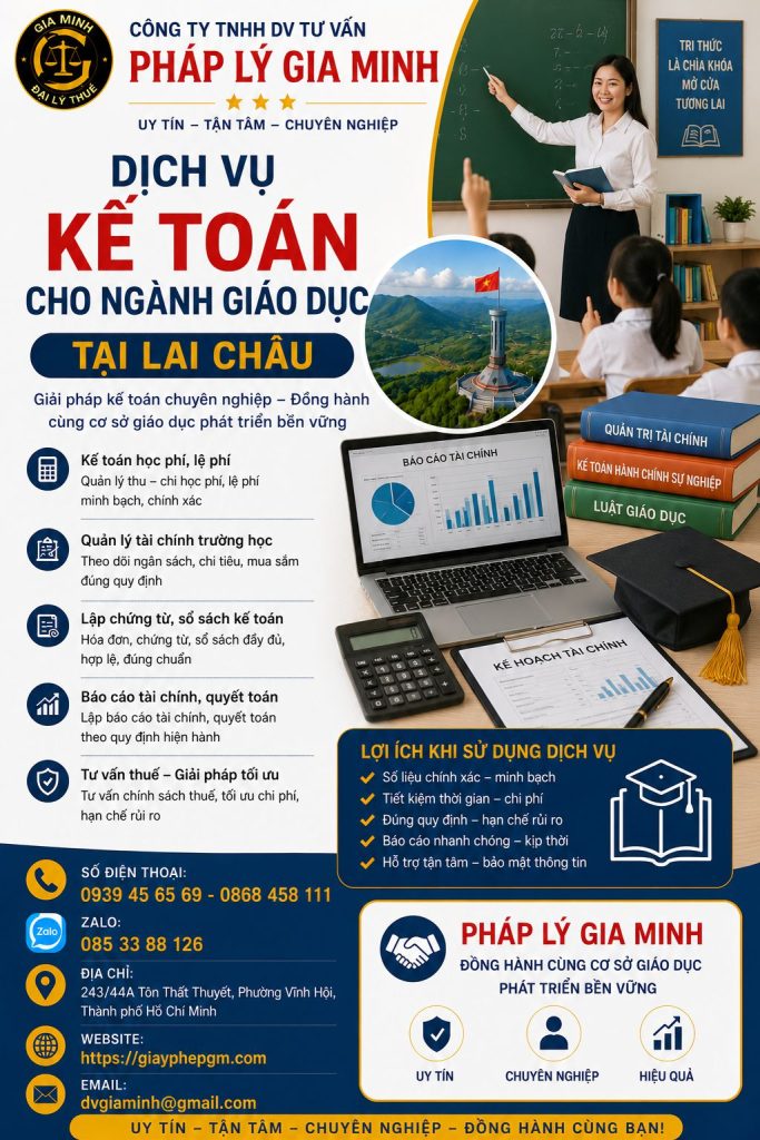 Dịch vụ kế toán cho ngành giáo dục tại Lai Châu