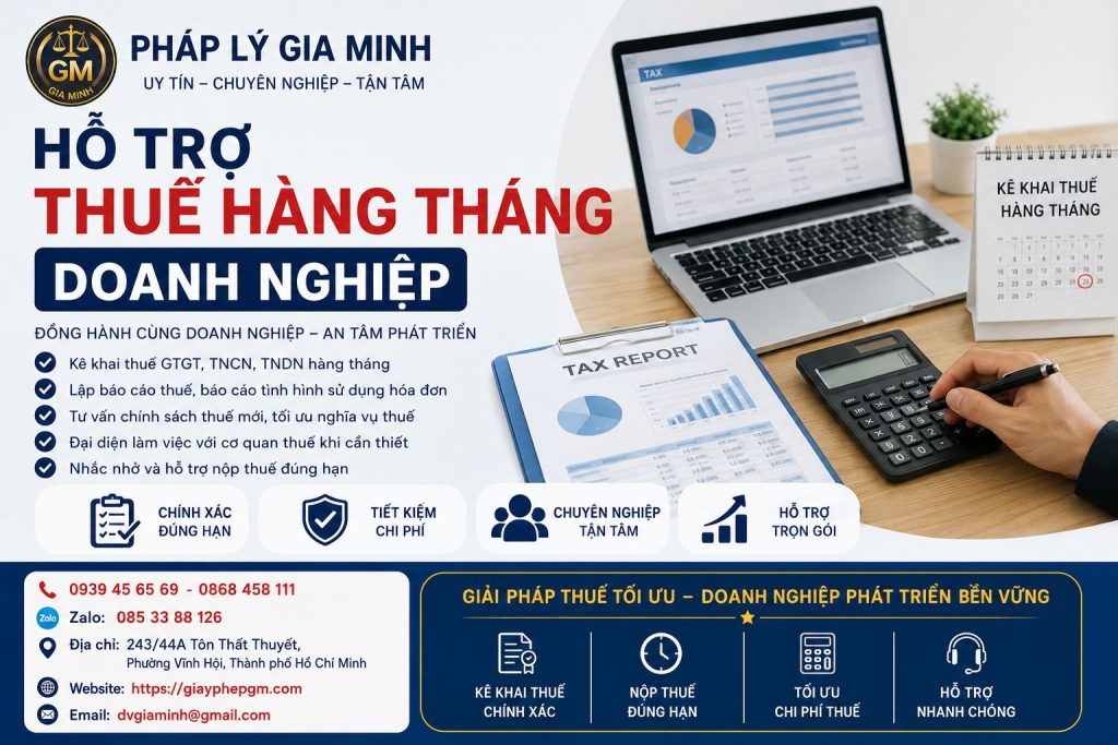 Hỗ trợ thuế hàng tháng doanh nghiệp