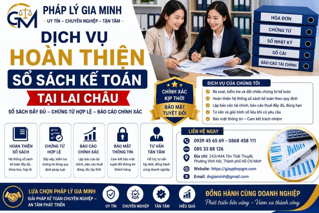 Dịch vụ hoàn thiện sổ sách kế toán tại Lai Châu