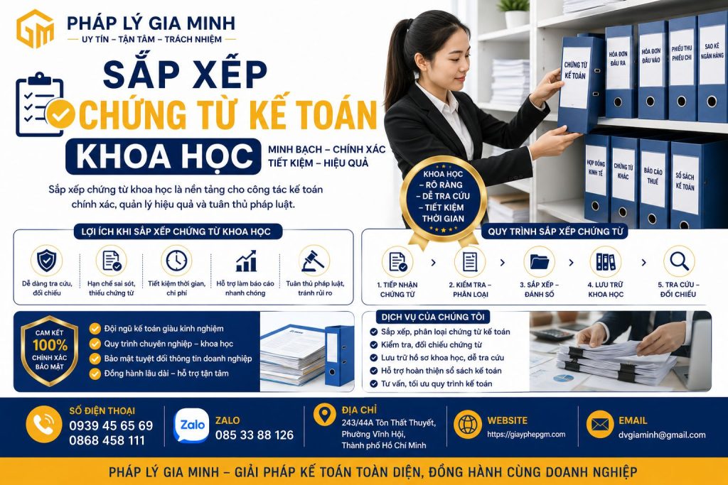 Sắp xếp chứng từ kế toán khoa học
