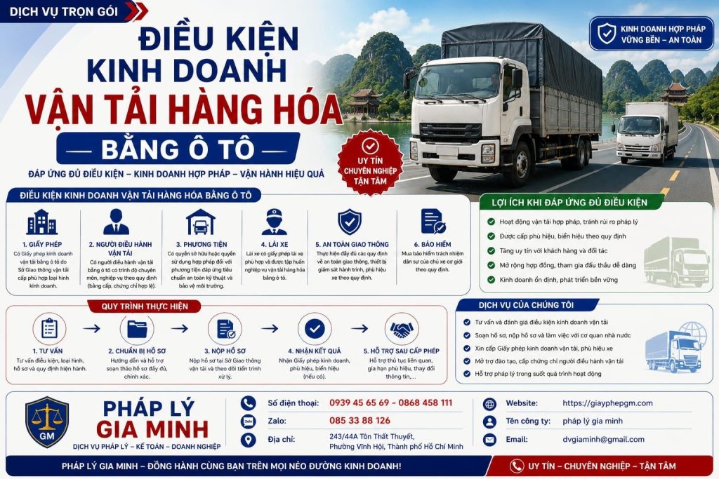 Điều kiện kinh doanh vận tải hàng hóa bằng ô tô đầy đủ nhất 1 Điều Kiện Kinh Doanh Vận Tải Hàng Hóa Bằng Ô Tô