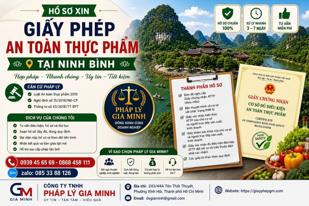 Hồ sơ xin giấy phép an toàn thực phẩm tại Ninh Bình