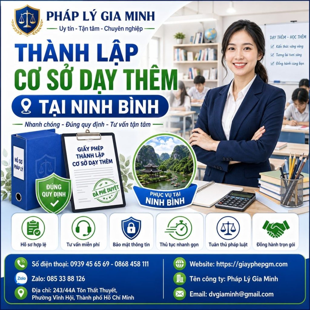 Thành lập cơ sở dạy thêm tại Ninh Bình đúng quy định, dễ triển khai 1 Thành Lập Cơ Sở Dạy Thêm Tại Ninh Bình