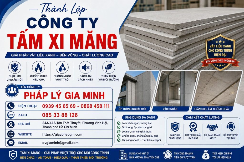 Thành lập công ty tấm xi măng – Điều kiện, thủ tục và chi phí 1 Thành Lập Công Ty Tấm Xi Măng